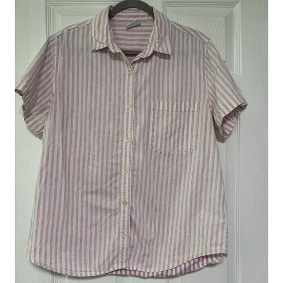 BDG Urban Outfitters Women's Pink Striped Button Up Shirt Size Large - Picture 9 of 9